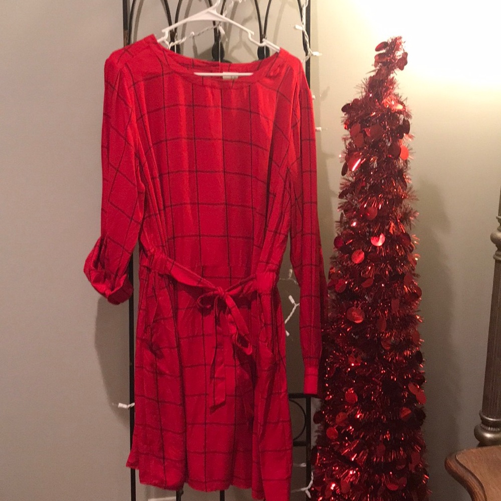 Andeawy Red Block Belted Dress XXL